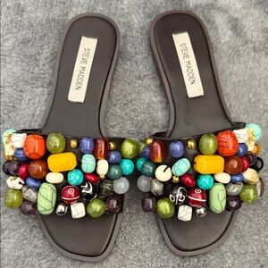 Steve Madden Colorful Beaded Slide Sandals